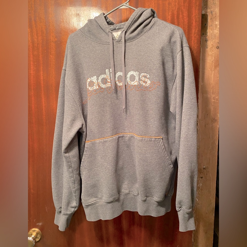 Adidas Charcoal Gray Hoodie with Logo